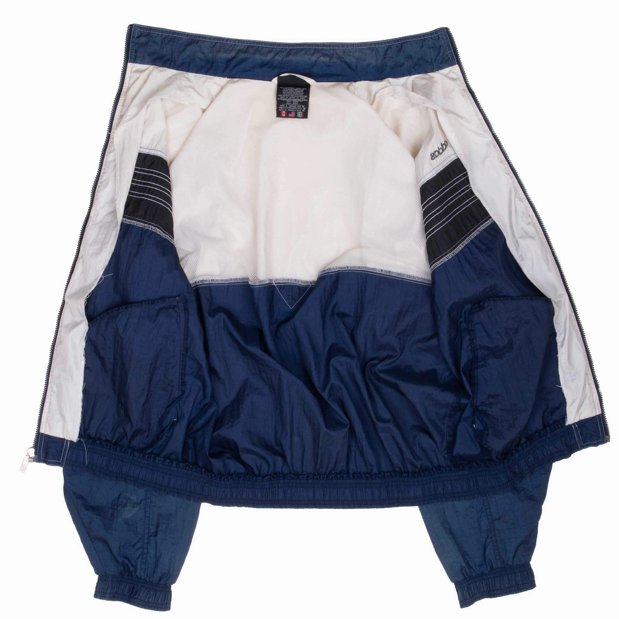 VINTAGE ADIDAS BLUE & WHITE WINDBREAKER JACKET 1990S MEDIUM