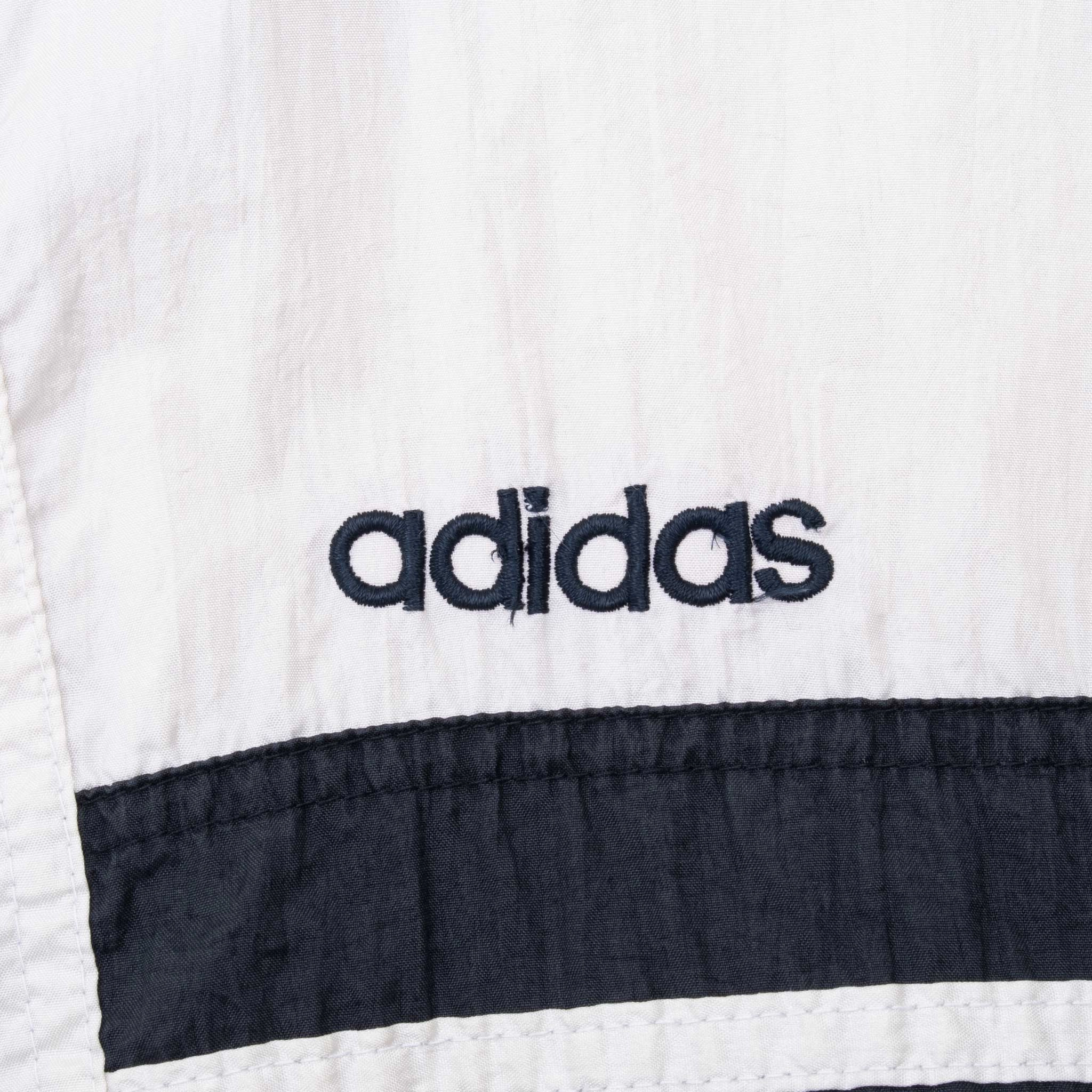 VINTAGE ADIDAS BLUE & WHITE WINDBREAKER JACKET 1990S MEDIUM