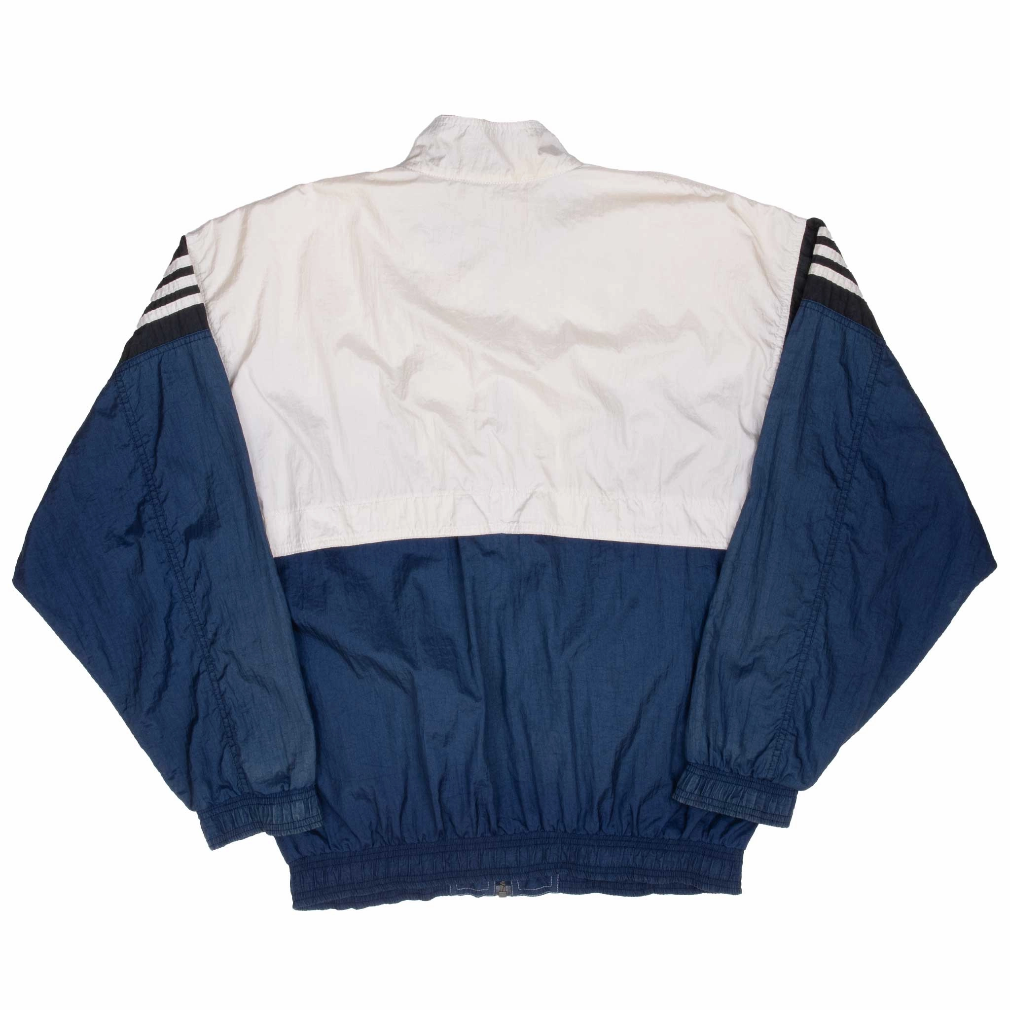 VINTAGE ADIDAS BLUE & WHITE WINDBREAKER JACKET 1990S MEDIUM