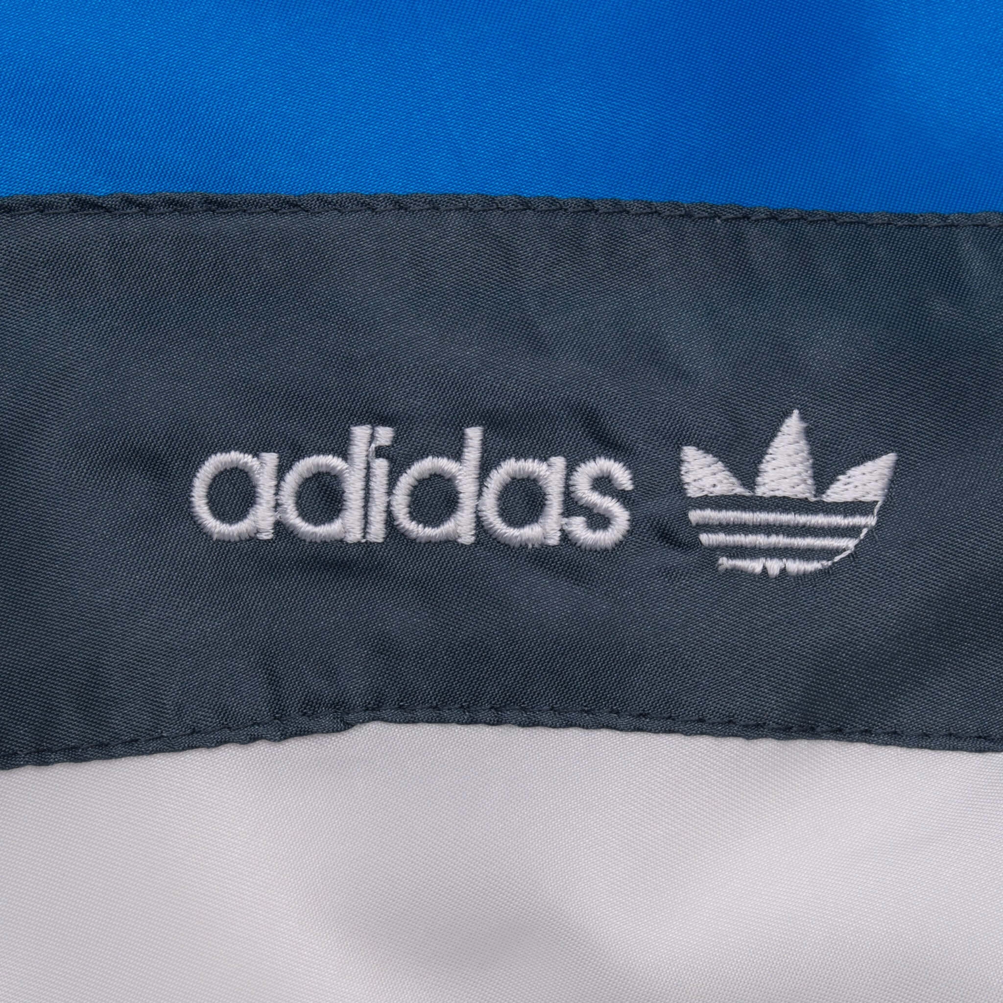 VINTAGE ADIDAS BLUE AND BLUE TRACK JACKET 1980S LARGE