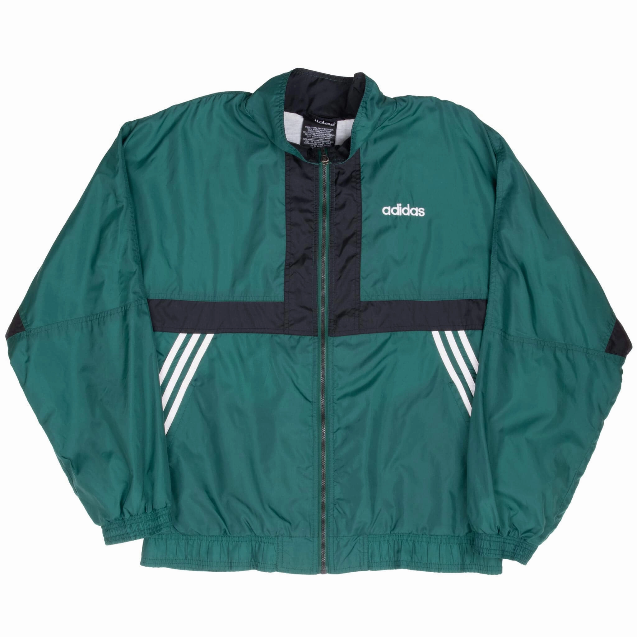 VINTAGE ADIDAS GREEN WINDBREAKER JACKET 1990S LARGE