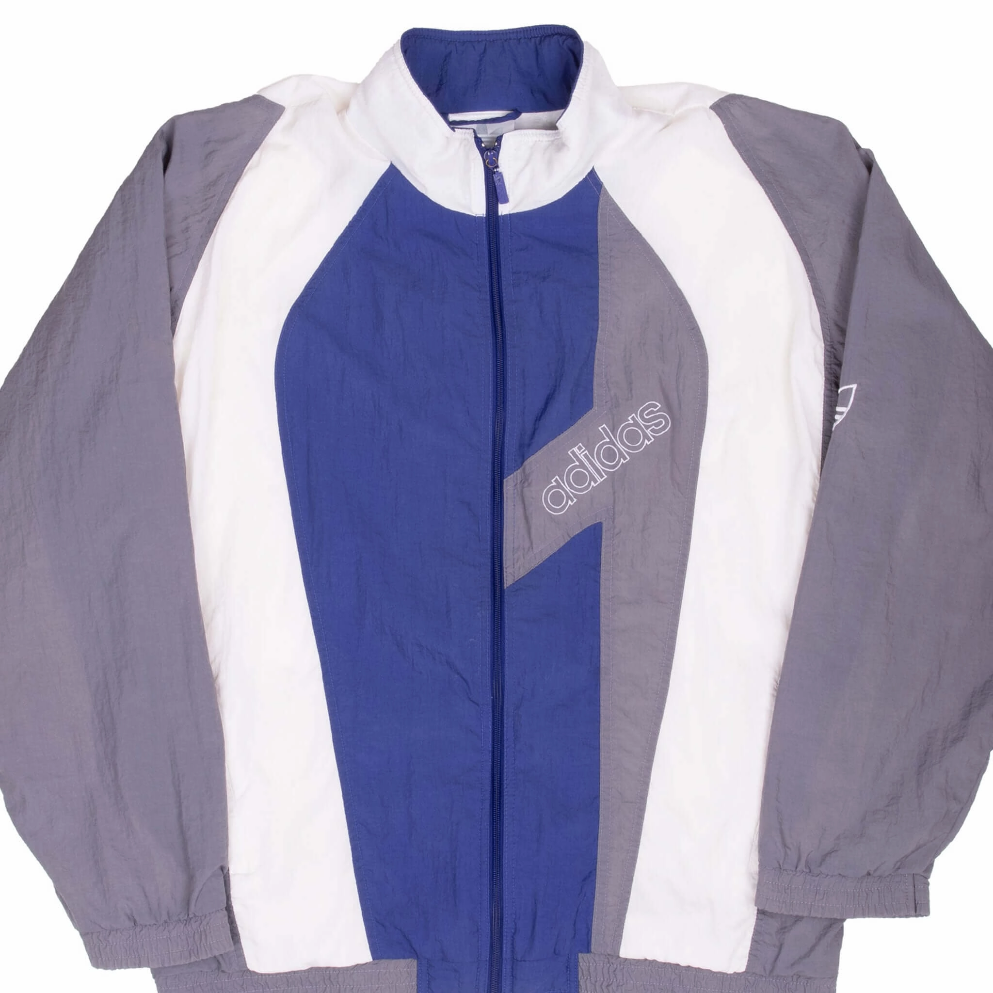 VINTAGE ADIDAS GREY WINDBREAKER JACKET 1990S LARGE