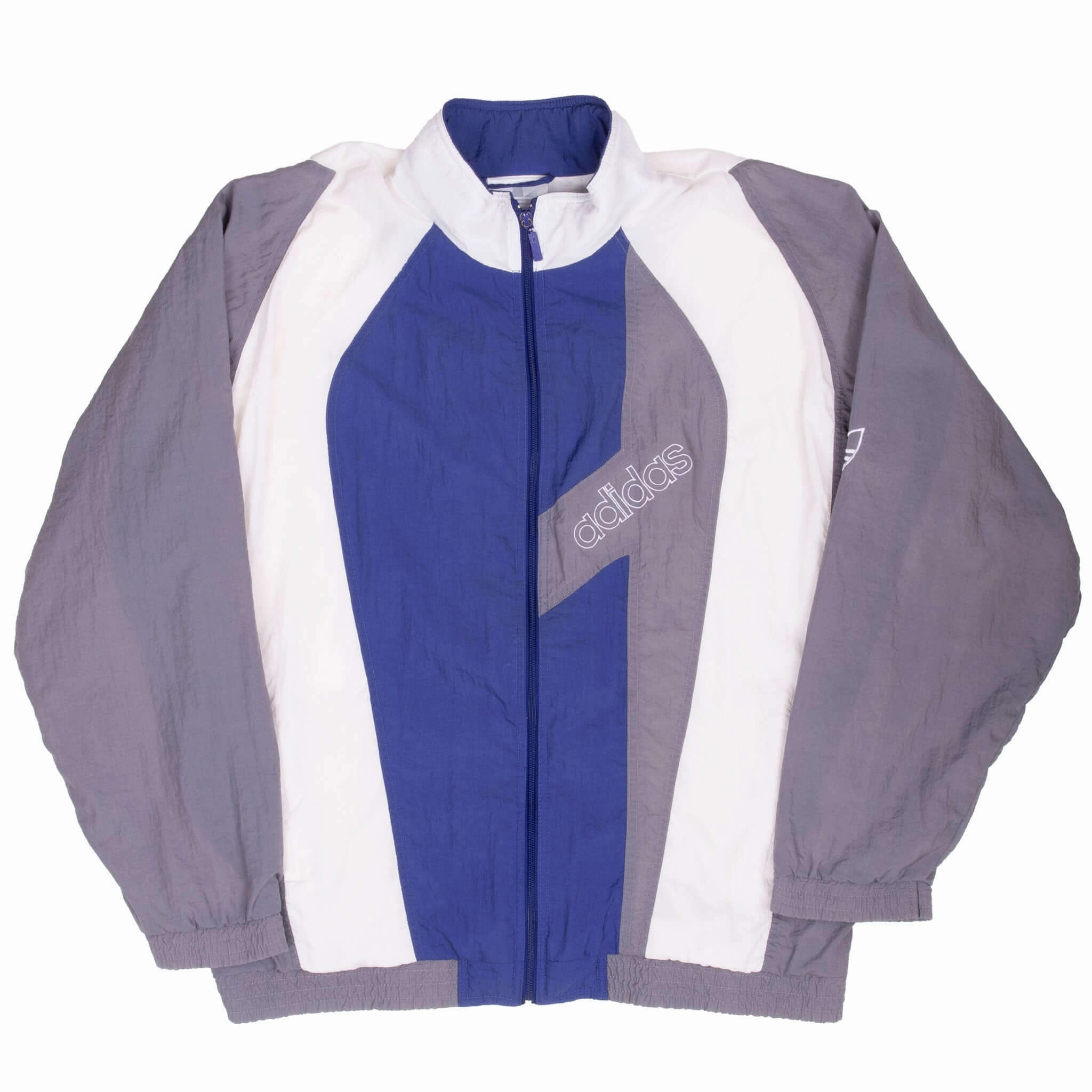 VINTAGE ADIDAS GREY WINDBREAKER JACKET 1990S LARGE