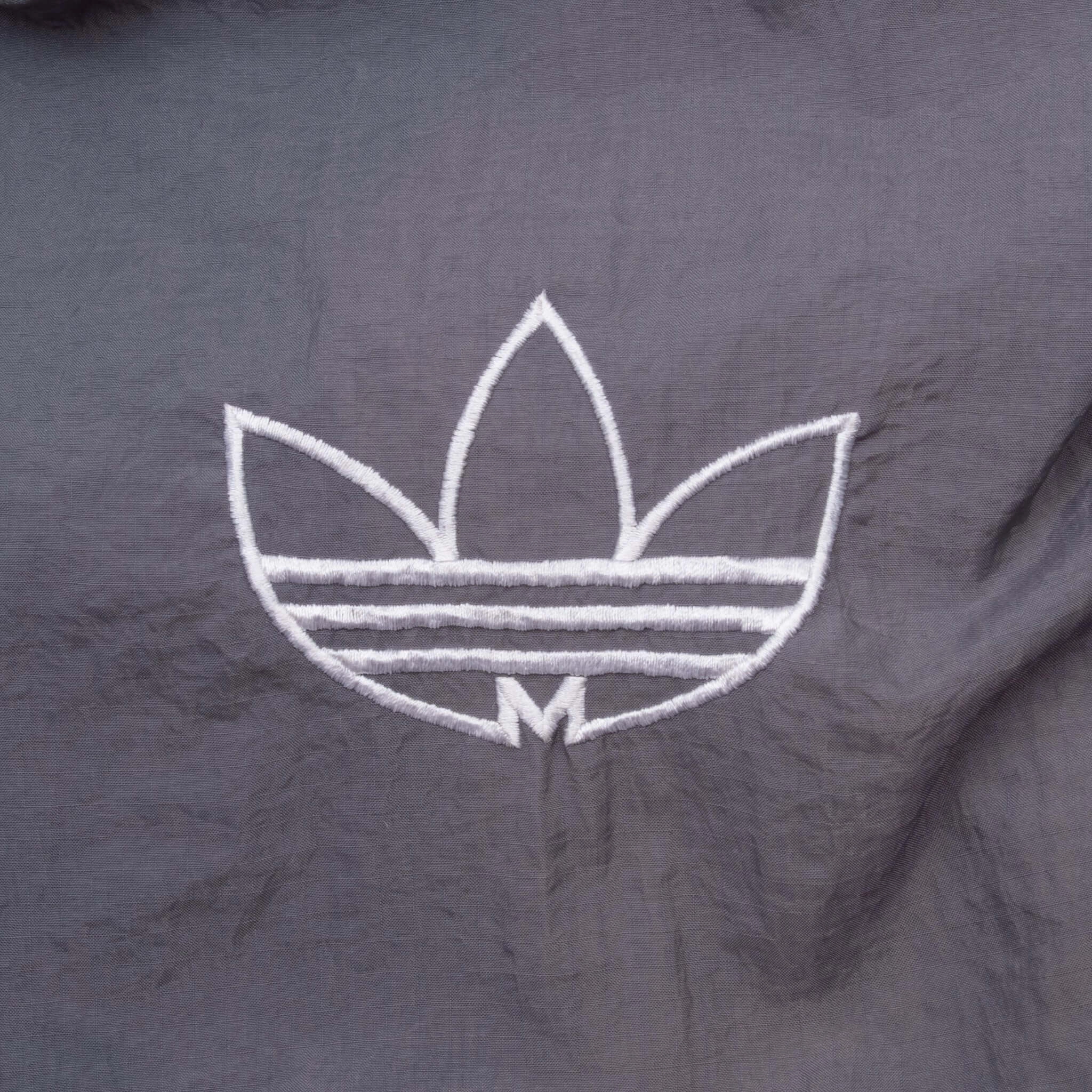 VINTAGE ADIDAS GREY WINDBREAKER JACKET 1990S LARGE