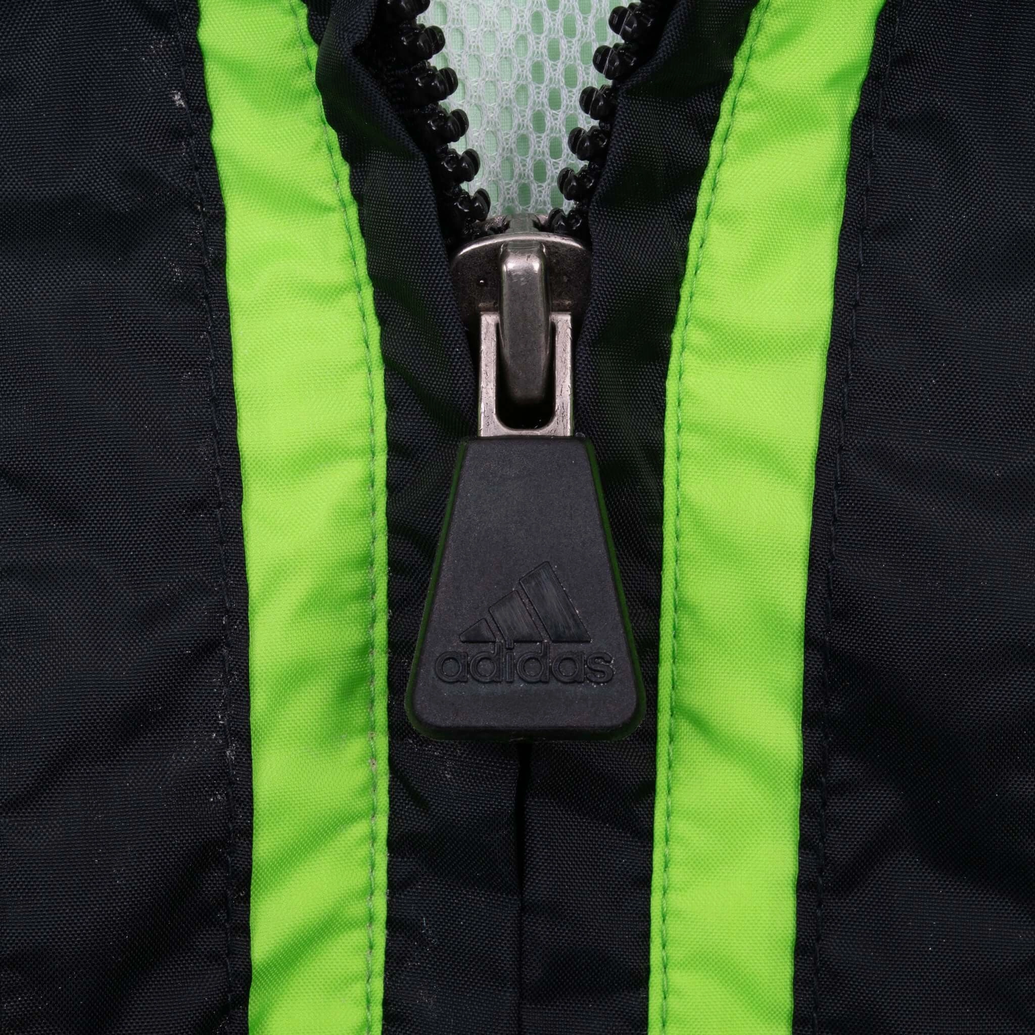 VINTAGE ADIDAS NEON GREEN WINDBREAKER JACKET 1990S LARGE