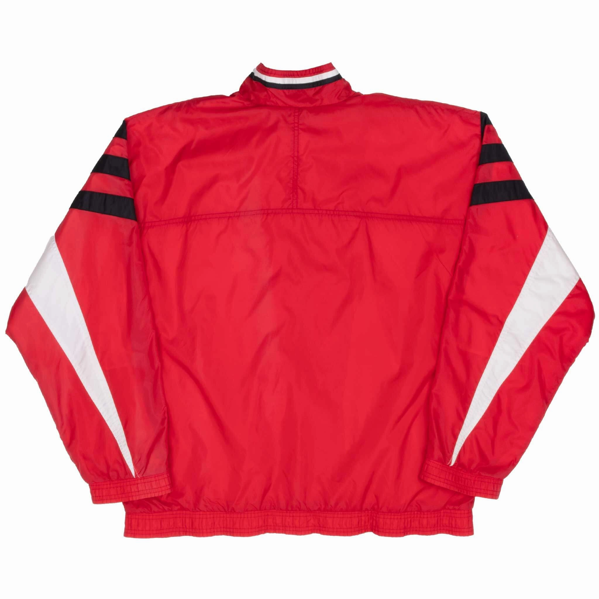 VINTAGE ADIDAS RED & WHITE WINDBREAKER JACKET 1990S LARGE